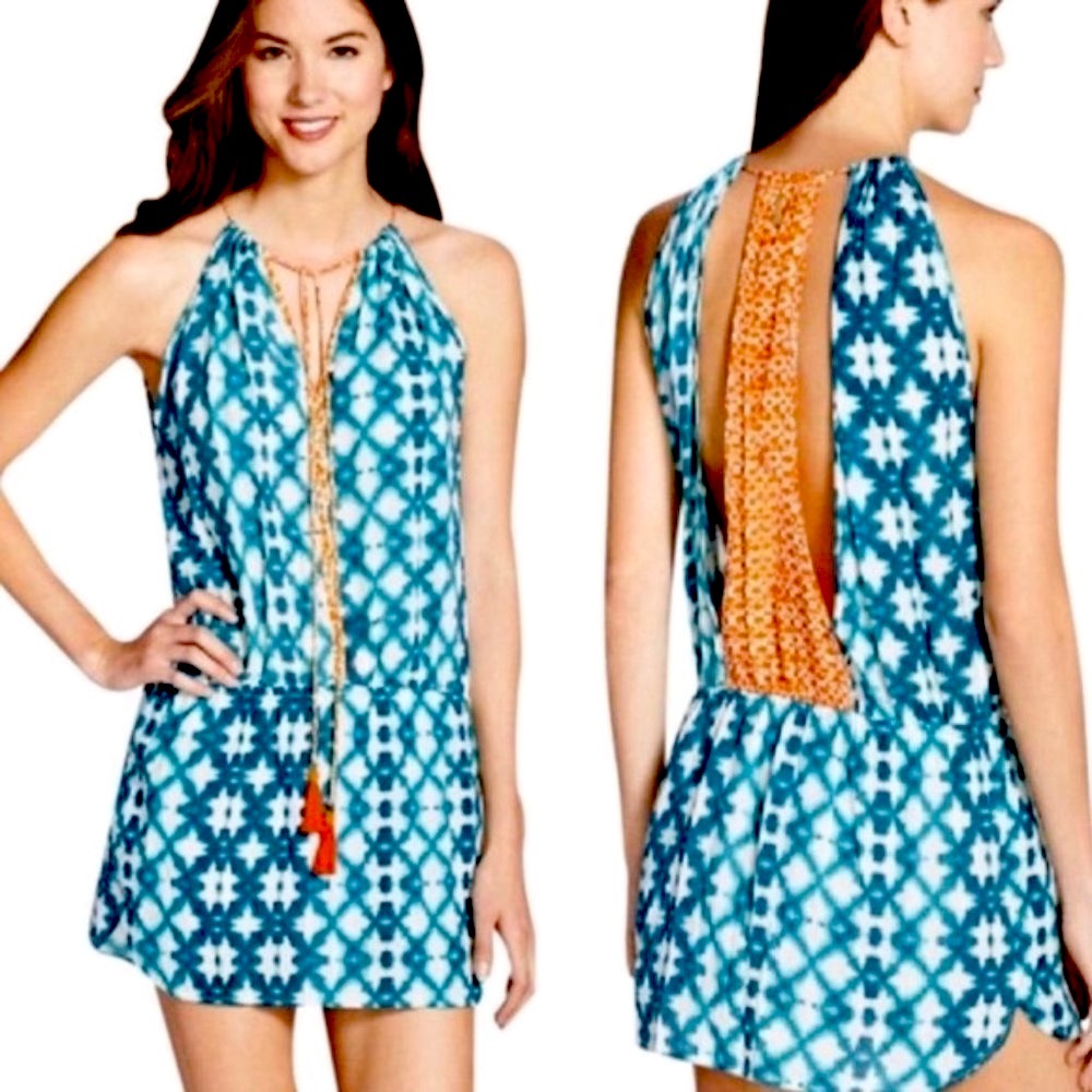Sz XS Sofia by Vix Tunnel Neck Mini Dress Beach Coverup